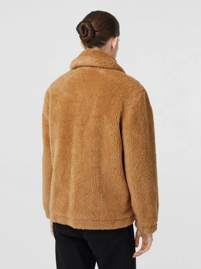 Shop Burberry Monogram Motif Fleece Jacket In Camel