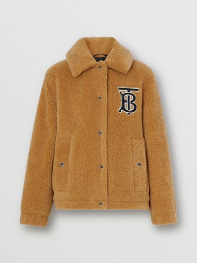Shop Burberry Monogram Motif Fleece Jacket In Camel
