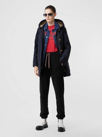 Shop Burberry Diamond Quilted Thermoregulated Hooded Coat In Navy