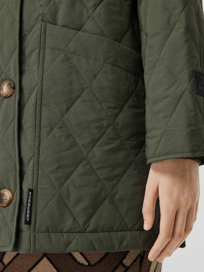 Shop Burberry Diamond Quilted Thermoregulated Hooded Coat In Poplar Green