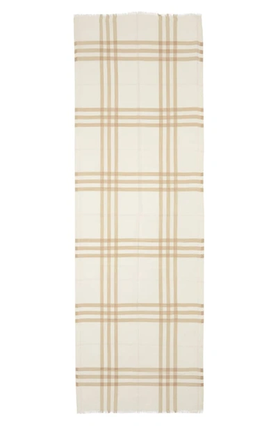 Shop Burberry Giant Check Print Wool & Silk Scarf In White/ Alabaster