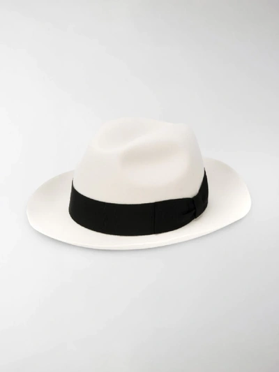 Shop Dolce & Gabbana Contrast Band Trilby In White