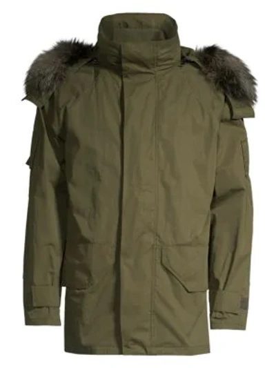 Shop Yves Salomon Fox Fur-trim Hooded Parka In Hunter Green