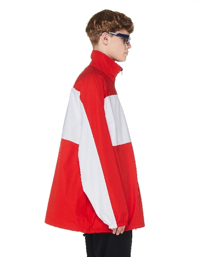 Shop Balenciaga Red Cotton Oversized Track Jacket