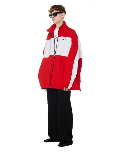 Shop Balenciaga Red Cotton Oversized Track Jacket