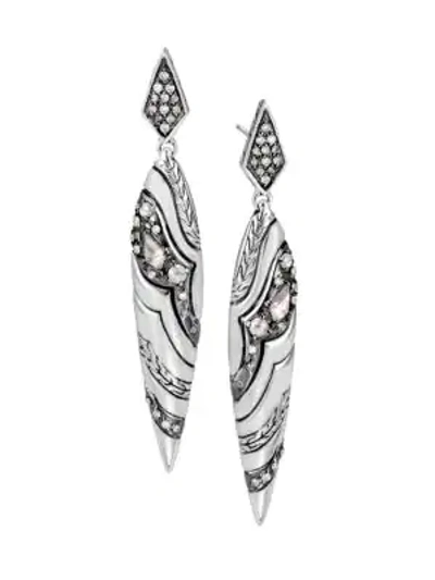 Shop John Hardy Lahar Diamond & Sterling Silver Marquise Drop Earrings