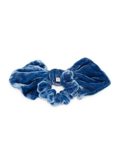 Shop Dannijo Silk Velvet Bow Scrunchie In Blue Velvet