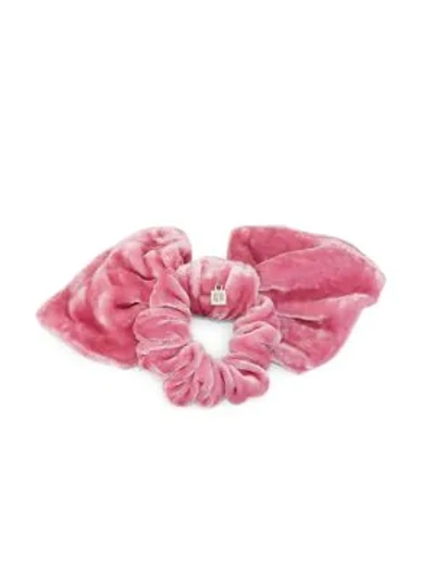 Shop Dannijo Silk Velvet Bow Scrunchie In Pink Velvet