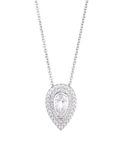 Shop Adriana Orsini Rhodium-plated Sterling Silver & Cubic Zirconia Teardrop Pendant Necklace