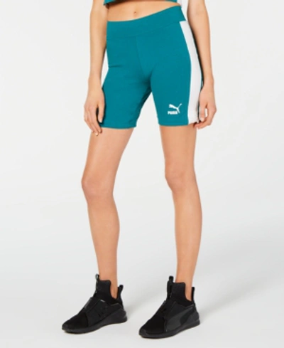 Shop Puma Classics T7 Biker Shorts In Teal Green