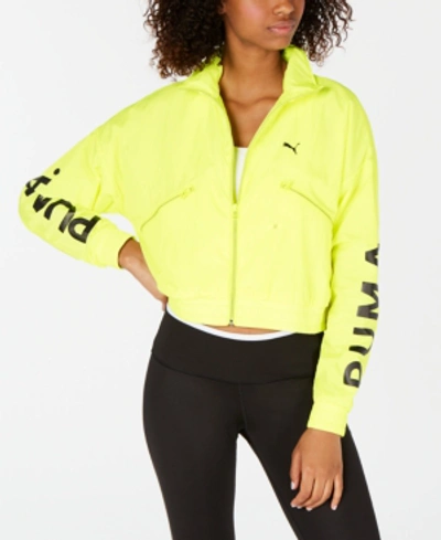 Shop Puma Chase Woven Cropped Jacket In Yellow Alert