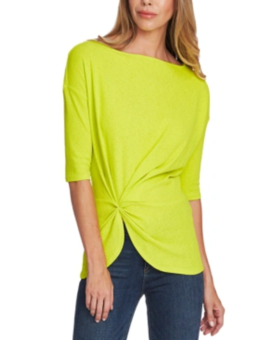 Shop Vince Camuto Side-cinched Asymmetrical Top In Lime Chrome
