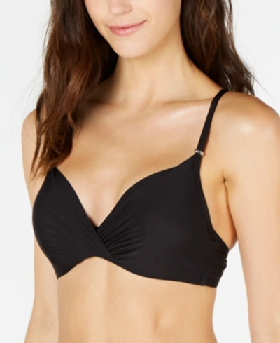 Shop Calvin Klein Pleated Underwire Bikini Top In Black