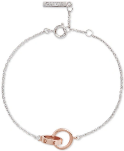 Shop Olivia Burton Classics Double Ring Charm Bracelet In Two Tone