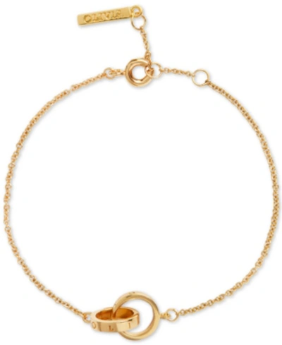 Shop Olivia Burton Classics Double Ring Charm Bracelet In Gold