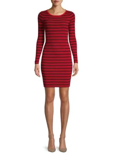 Shop Bb Dakota Striped Sweater Dress In Rose Red