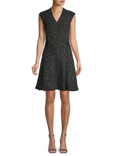 Shop Rebecca Taylor Fringe-trimmed Mini Dress In Black