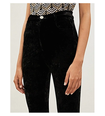 Shop Attico Leopard-print Velvet Leggings In Black