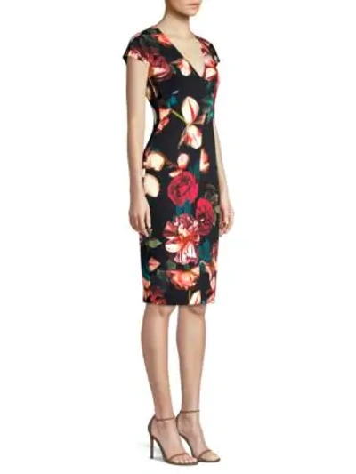 Shop Black Halo Greyson Floral Sheath Dress In Nocturne