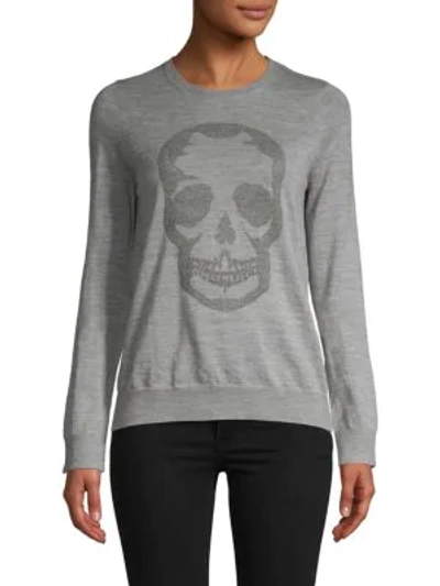 Shop Zadig & Voltaire Women's Miss Skull Merino Wool Sweater In Grey