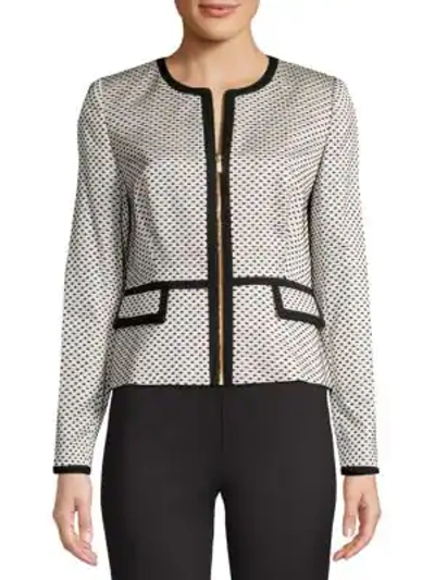 Shop Calvin Klein Collection Dotted Piped Zip-front Jacket In Black Cream