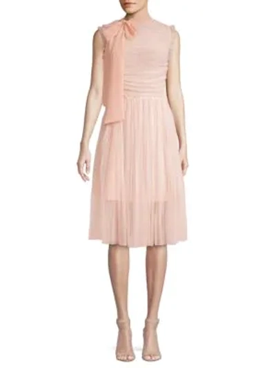 Shop Avantlook Tie-neck Knee-length Dress In Pink