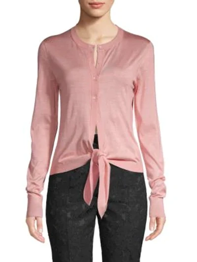 Shop Dolce & Gabbana Tie-front Silk Cardigan In Pink