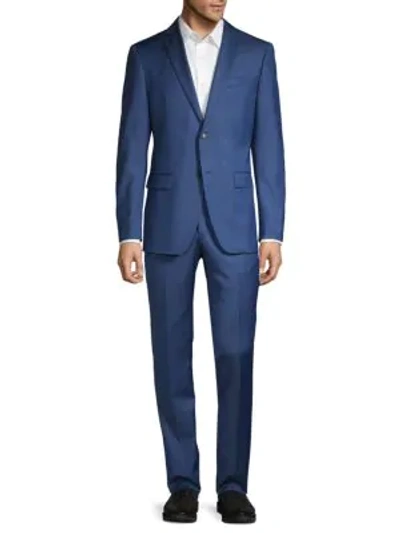 Shop John Varvatos Slim-fit Striped Wool-blend Suit In Blue
