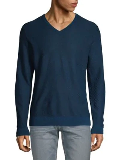 Shop Saks Fifth Avenue Hooded Wool-blend Sweater In Teal