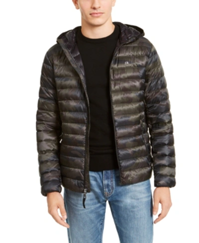 Calvin Klein Men's Hooded Packable Down Jacket, Created For Macy's In Olive  Camo | ModeSens