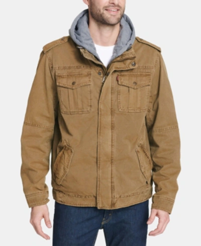 Shop Levi's Men's Sherpa Lined Two Pocket Hooded Trucker Jacket In Worker Brown