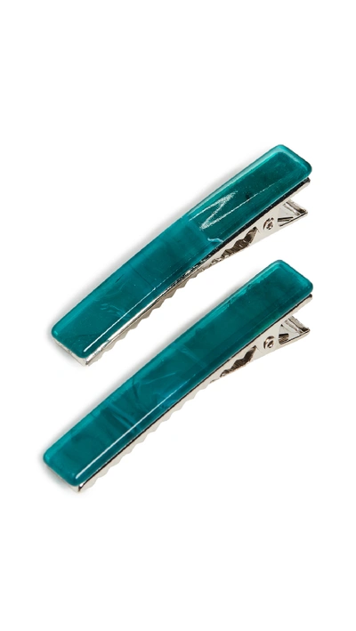 Shop Valet Evie Hair Clips In Teal