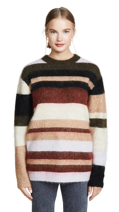 Shop Acne Studios Kalbah Sweater In Olive/red Multi