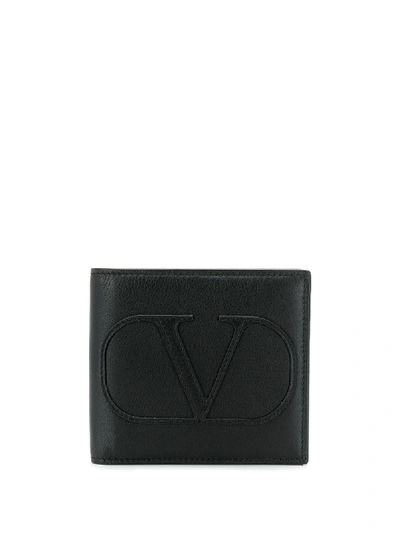 Shop Valentino Logo Print Wallet In Black