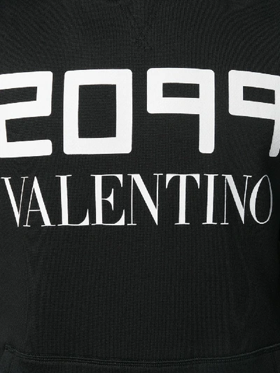Shop Valentino 2100  Print Hooded Sweatshirt In Black
