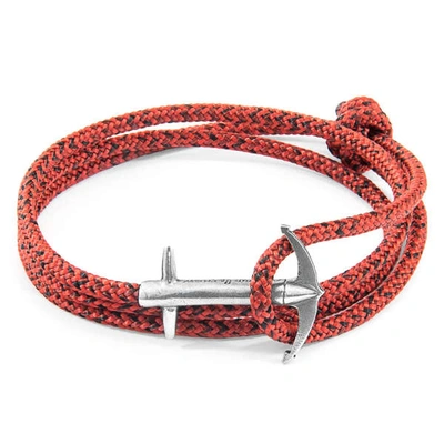 Shop Anchor & Crew Red Noir Admiral Anchor Silver And Rope Bracelet