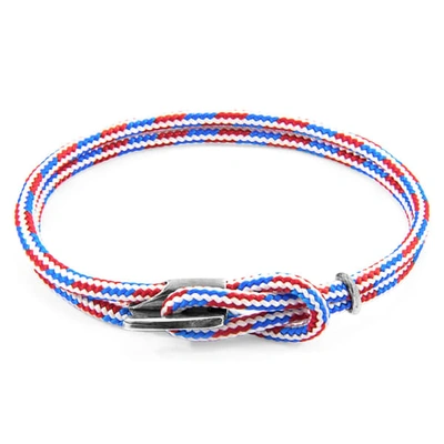 Shop Anchor & Crew Project-rwb Red White & Blue Padstow Silver & Rope Bracelet (m)