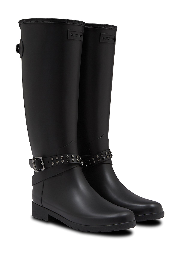 hunter refined stud waterproof biker boot