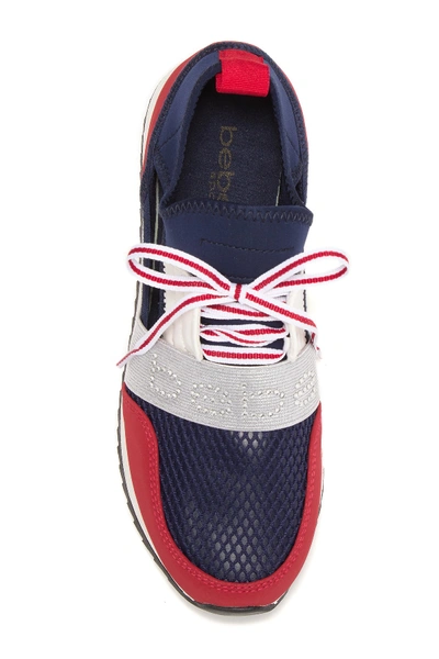 Shop Bebe Brieanna Cutout Sport Sneaker In Navy Red F