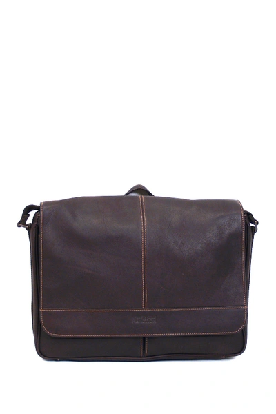Shop Kenneth Cole Colombian Leather Crossbody Laptop Case & Tablet Messenger Bag In Brown