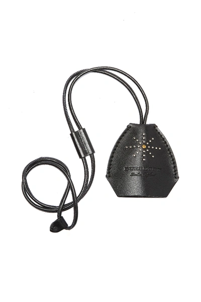 Shop Burberry Studded Leather Hooded Lanyard In Black
