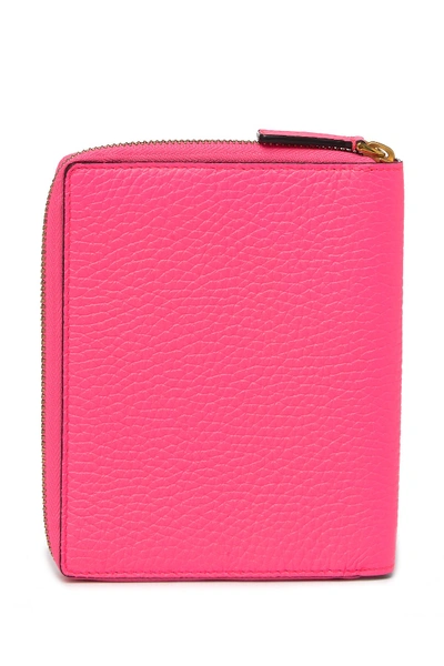 Shop Burberry Walcott Leather Mini Portfolio In Bright Pink