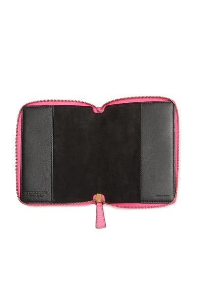 Shop Burberry Walcott Leather Mini Portfolio In Bright Pink
