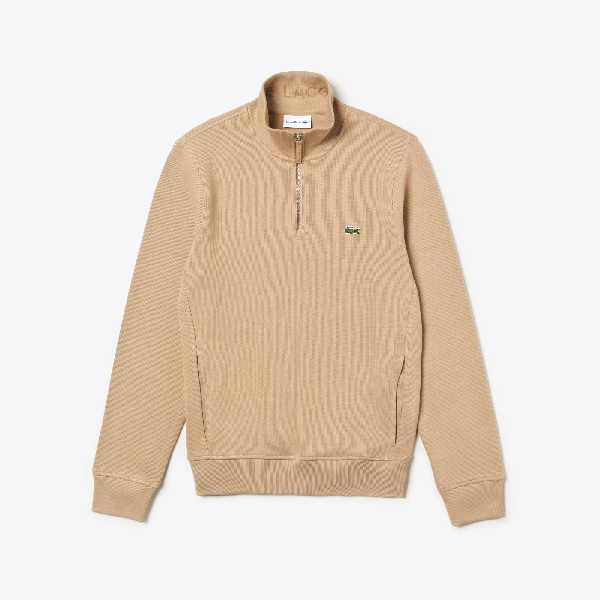 lacoste half zip ribbed sweatshirt