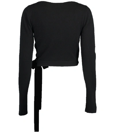 Shop Michael Kors Cashmere Wrap Top In Black