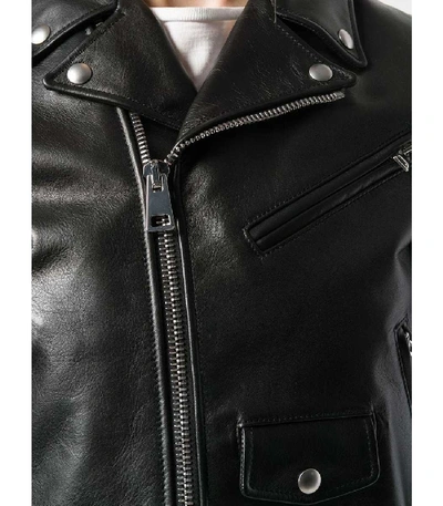 Shop Bottega Veneta Cropped Leather Biker Jacket In Black