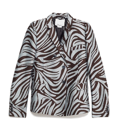 Shop 3.1 Phillip Lim Zebra Print Jacquard Blazer In Eggshell Blue-dark Brown