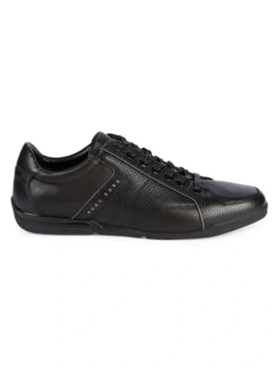 Shop Hugo Boss Saturn Leather Low-top Sneakers In Black