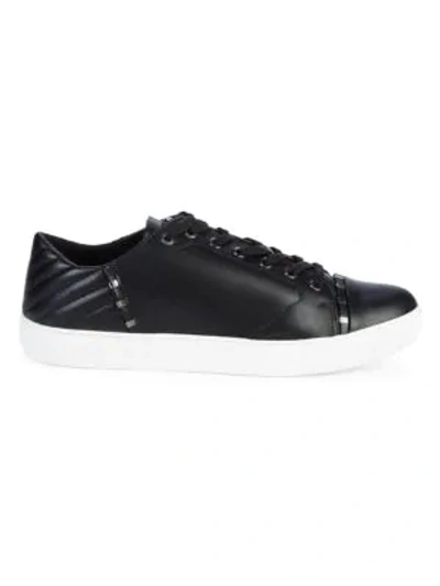 Shop Versace Studded Leather Sneakers In Black