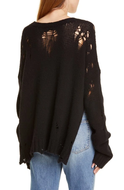 Shop R13 Shredded Side Slit Wool Sweater In Black